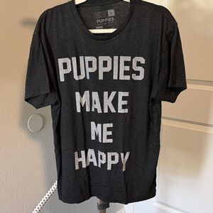 Puppies Make Me Happy Gray T-Shirt